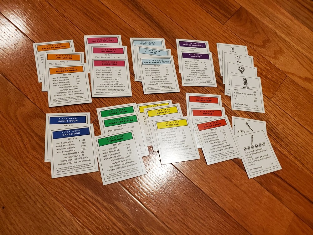 Monopoly 2003 Lord Of The Rings Trilogy Edition Replacement Property Deed Cards