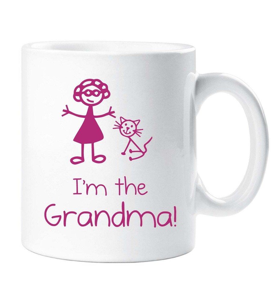Cat I'm The Grandma Mug Family Gift Cup Stick People Ceramic New Mum Baby
