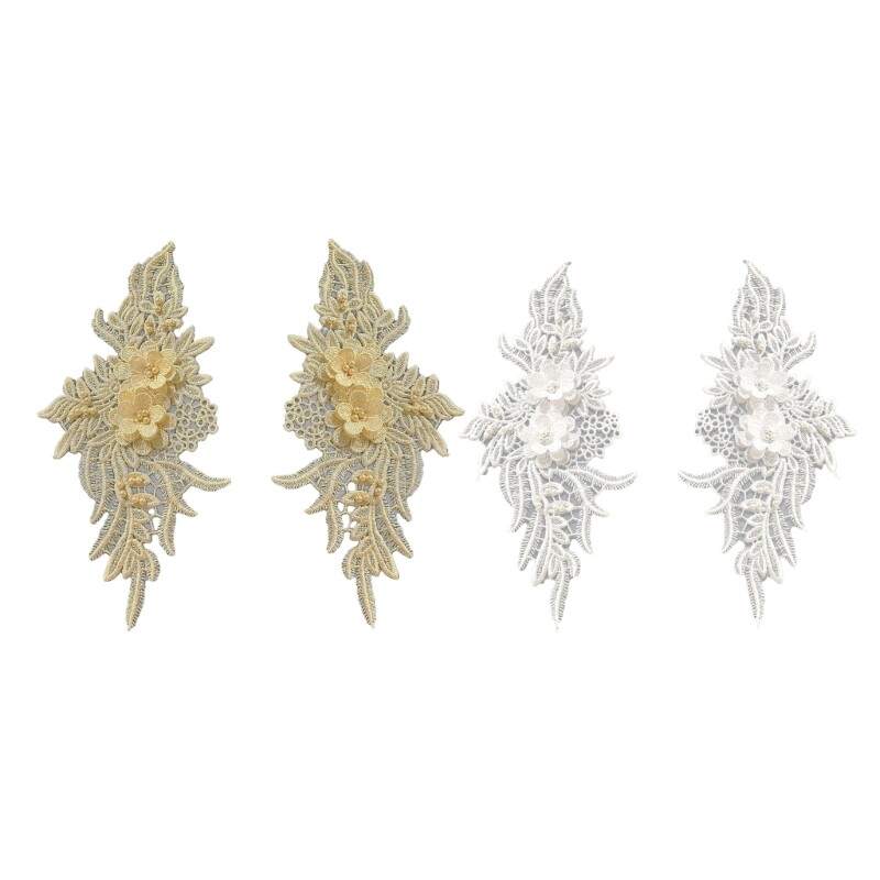 Delicate Embroidered Flowers Sew Patches Trimmings Applique Wedding Gown DIY