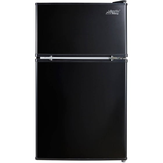 Arctic King 3.2 Cu ft Two Door Mini Fridge with Freezer, Black, E-Star