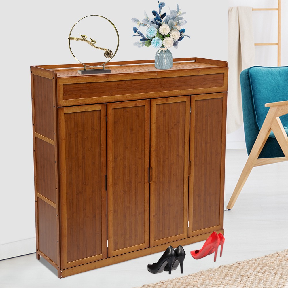 Large 7 Tier Bamboo Shoe Storage Cabinet Boots Shoes Rack Organizer Entryway