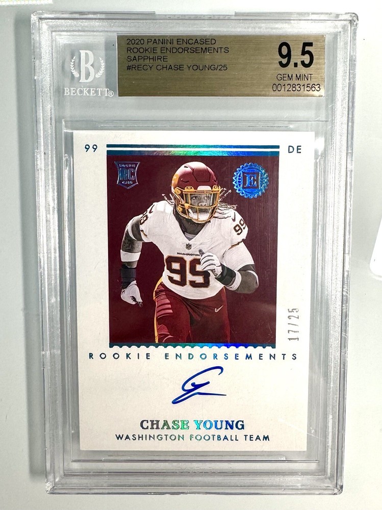 2020 Chase Young /25 Encased Rookie Endorsements Sapphire BGS Gem Mint 9.5!