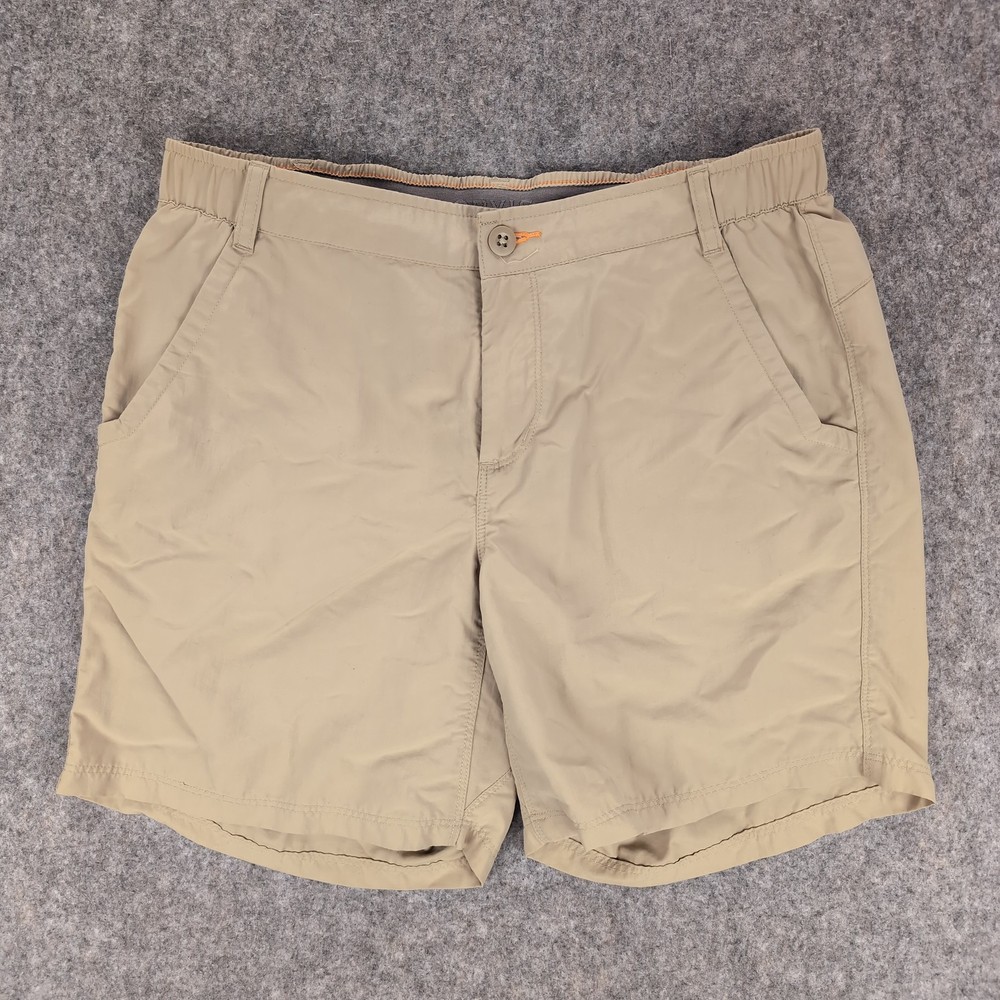 Orvis Shorts Womens 12 Beige Nylon Chino Hiking Elastic Waist Quick Dry Travel