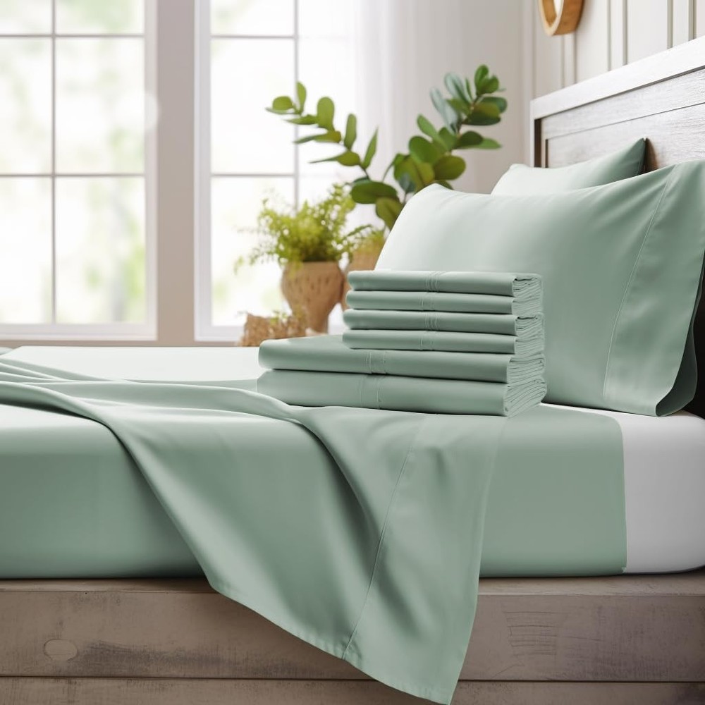 6-Piece California King Bamboo Viscose Sheet Set - Soft & Breathable