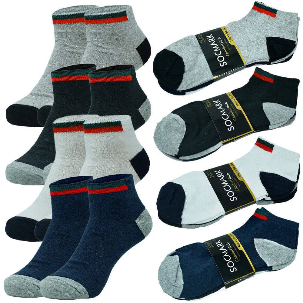 Socks Cotton Cut Ankle Low Size Pairs Quarter Mens Crew Sports 9-13 Sport