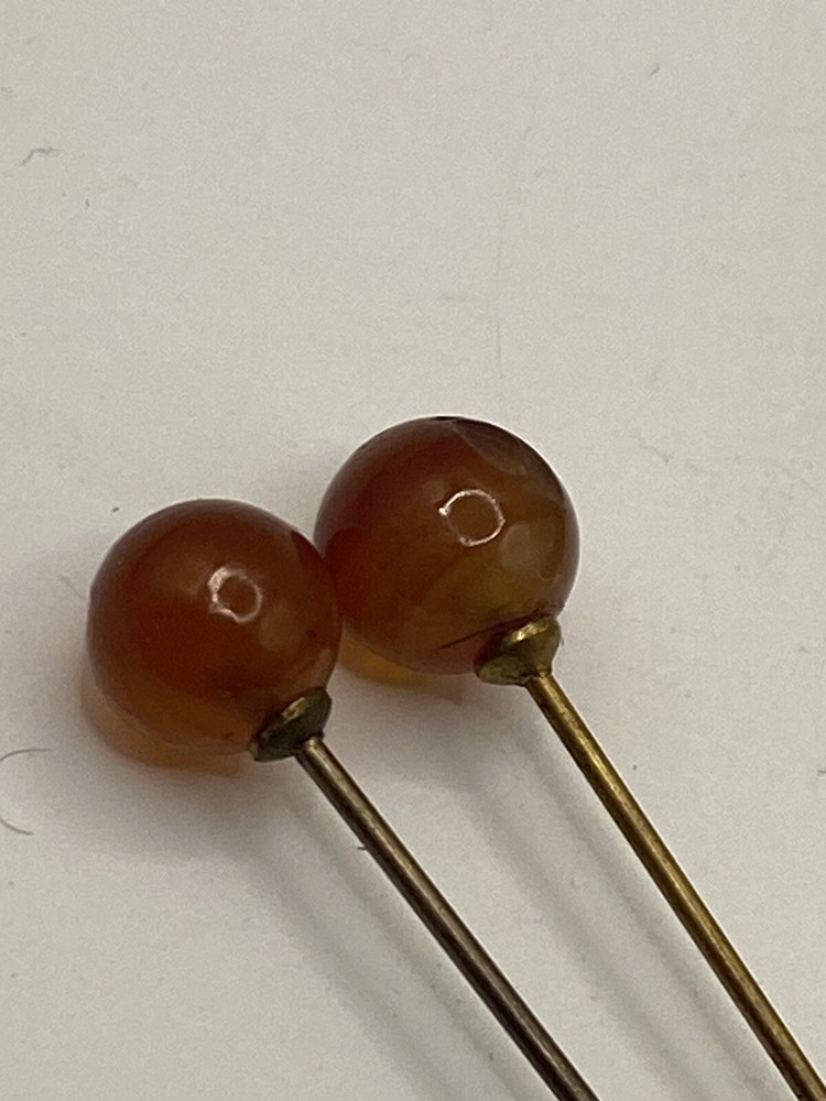 Amber Hat Pins Pair - Clearance Sale (498)-image