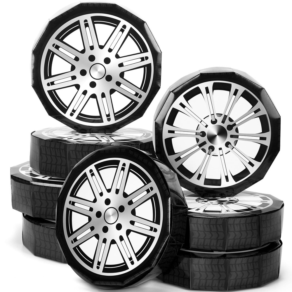 8 Pcs Race Car Party Decorations 12 Inch Large Wheels Shaped Boxes Decor Raci...