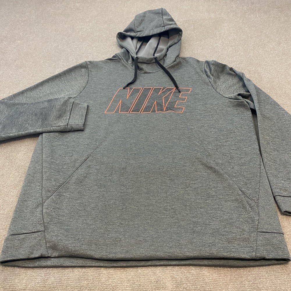 Nike Hoodie  Sweatshirt Mens XL Fleece Pullover Orange Spell Out BV2755 Dri Fit