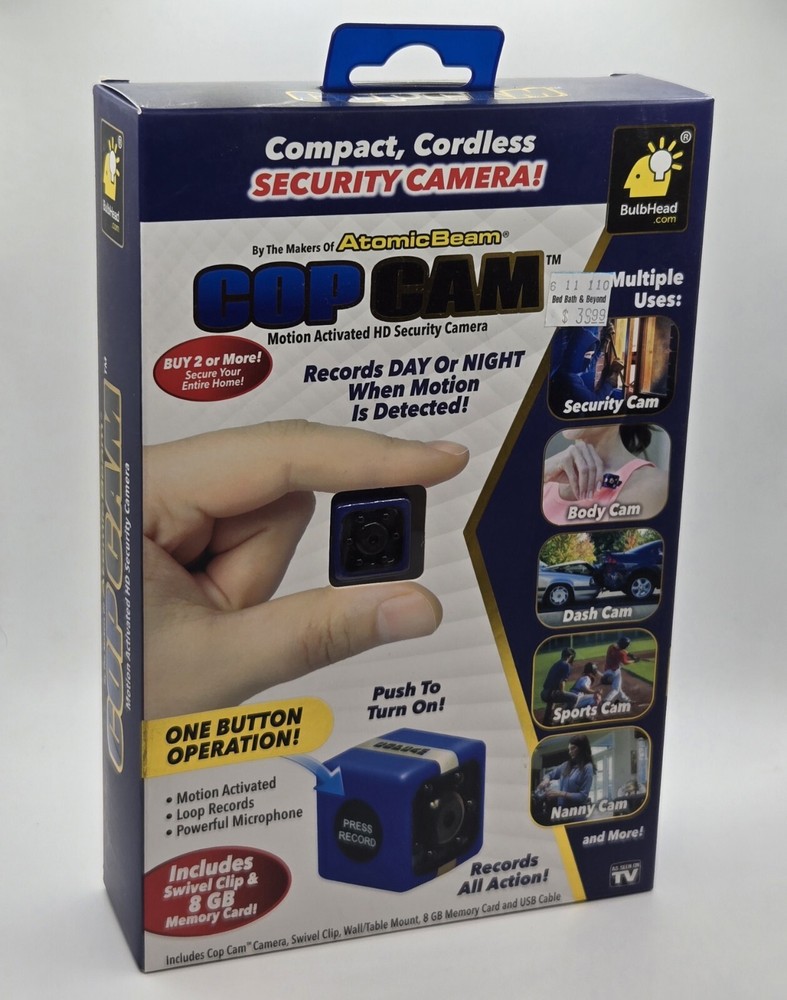 Atomic Beam Cop Cam Mini Wireless Security Camera T-4 with HD Video  