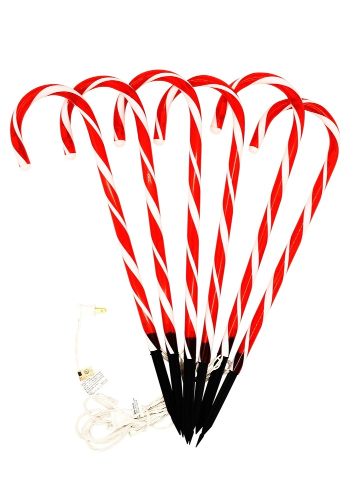 Candy Cane Pathway Markers 6-Pack 17-Inch Holiday Decor