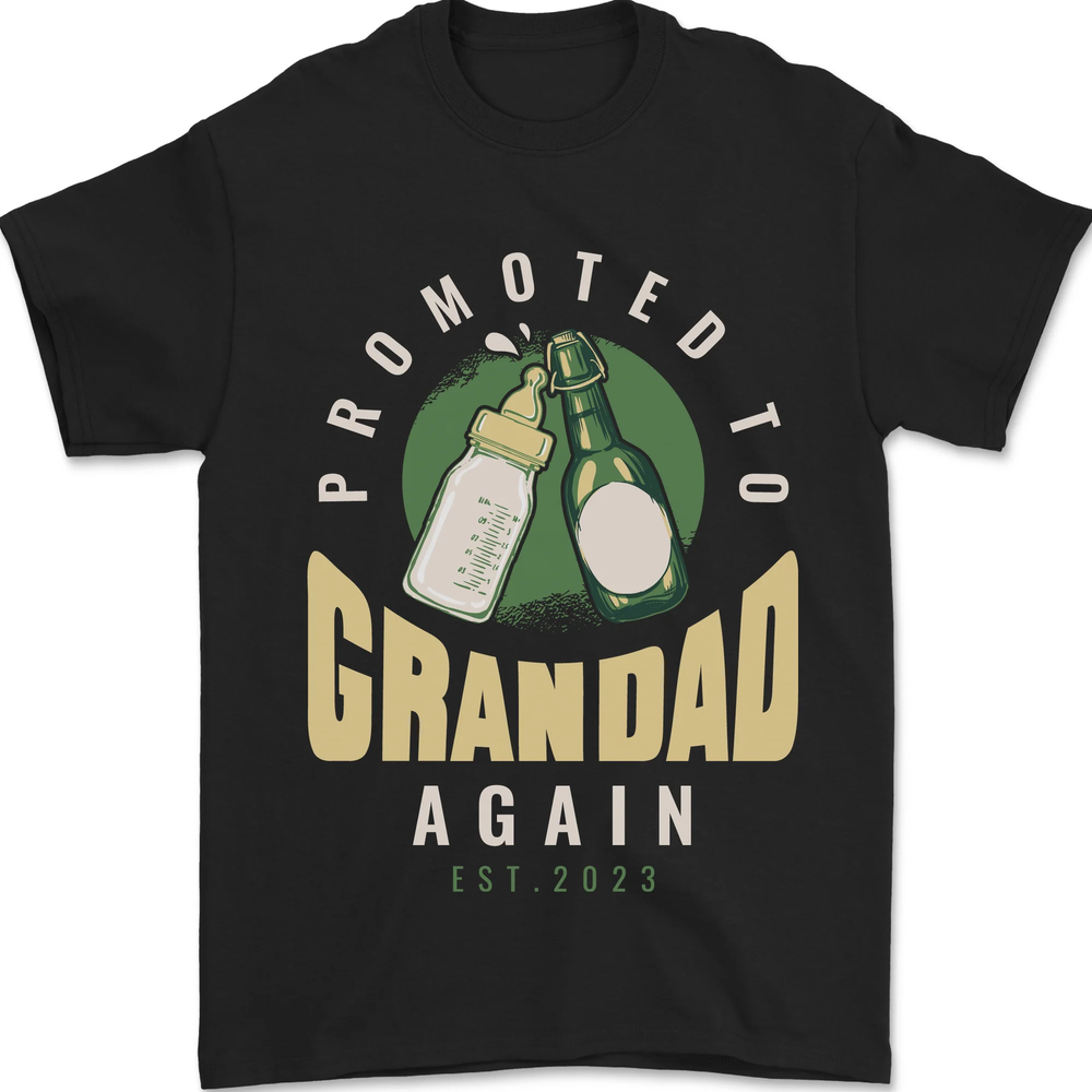 Promoted to Grandad Est. 2023 Mens T-Shirt 100% Cotton