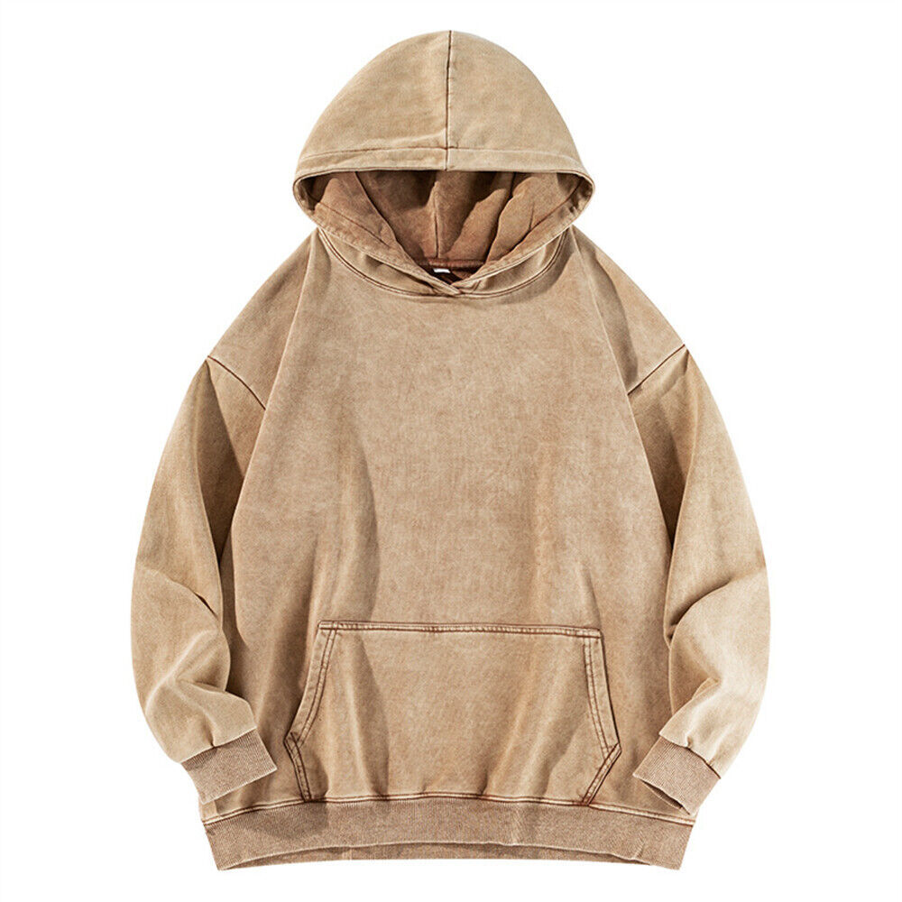 Mens Vintage Cotton Hoodie Workout Top Casual Hooded Coat Retro Sweatshirt