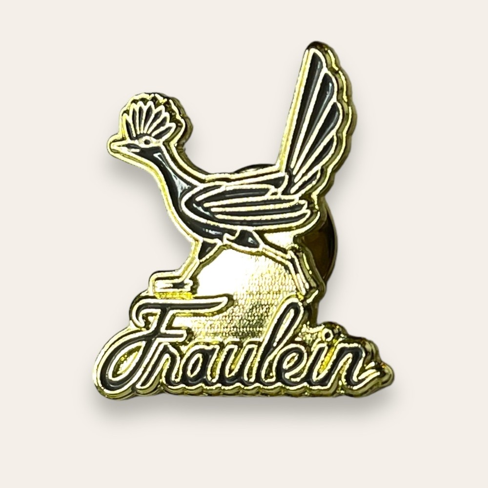 Fraulein Roadrunner Gold Tone Lapel Pin Hat Tack Bird Brooch Unsigned