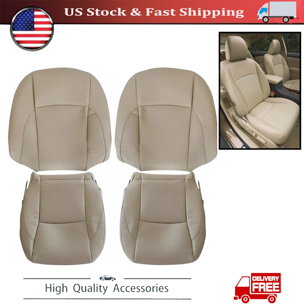4Pcs For LEXUS 2007-2012 ES350 Driver Passenger Perforated Seat Cover Tan