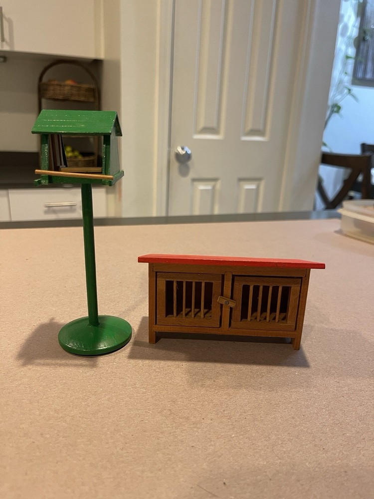 Vintage dollhouse miniature critter animal cage $ A Bird Feeder Lot 2