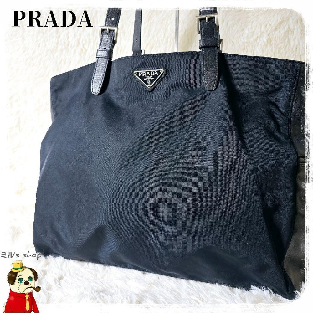 PRADA Tessuto Nylon Tote Bag with Triangle Logo Unisex Shoulder Bag Japan