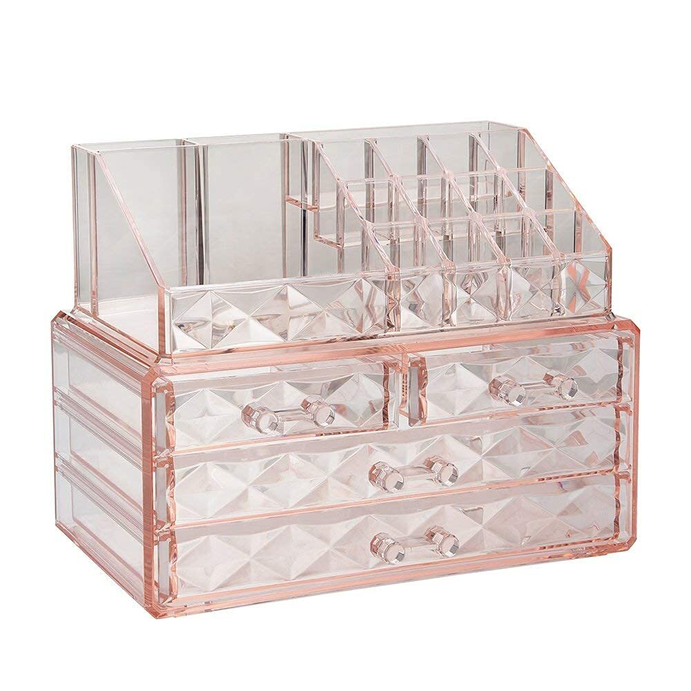 Stackable cosmetic organizer with drawers, easy to organize cosmetic products...
