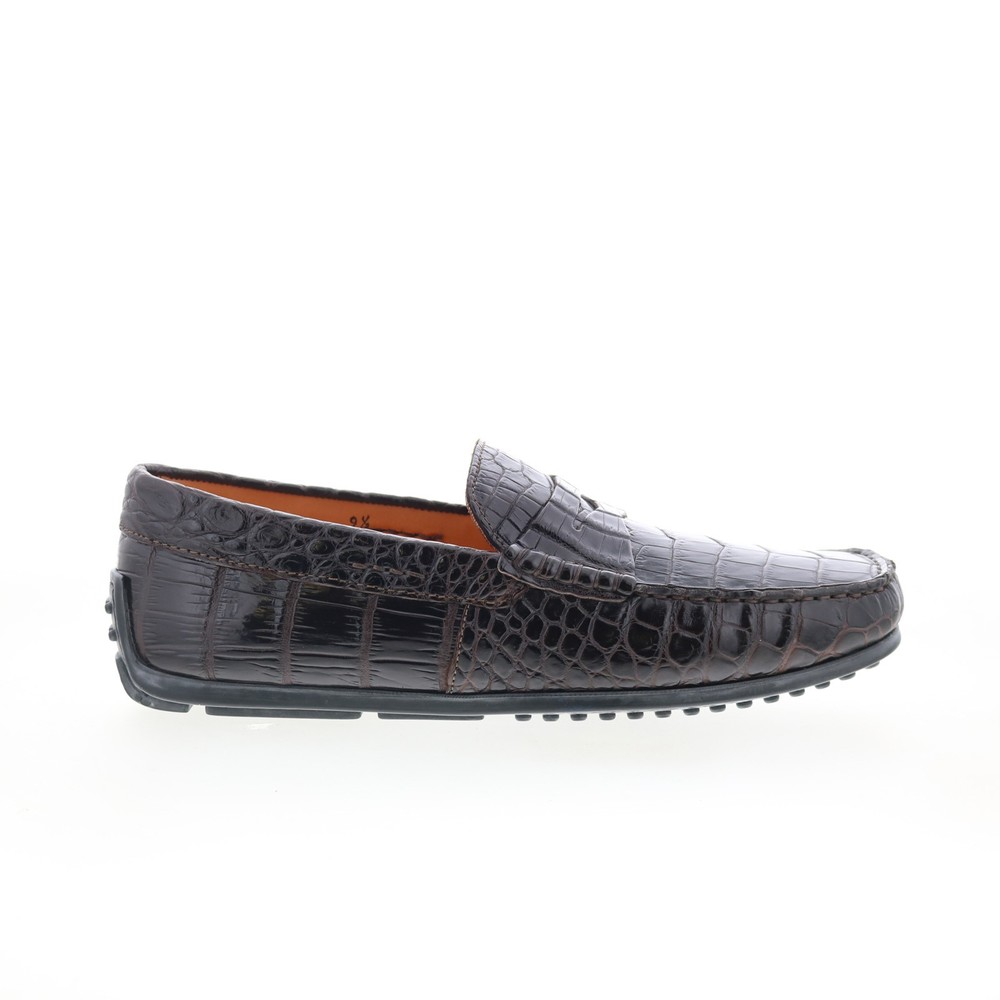 Zelli Italia Monza Crocodile Mens Brown Loafers & Slip Ons Penny Shoes 9.5
