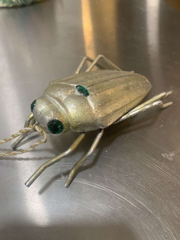 Vintage Dillards Green Scarab Beetle Ornament Shelf Sitter Hanging Decor