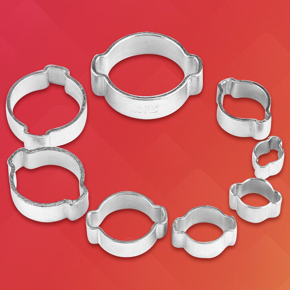 10pcs Zinc Plated Galvanized Iron 2-Ear Hose Clamp 5-23mm for Fuel Petrol Pipe