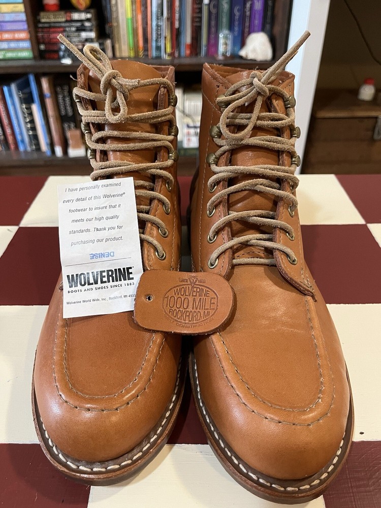 Wolverine 1000 Mile 1940 Tan Moc Toe Boot in Size 9.5D