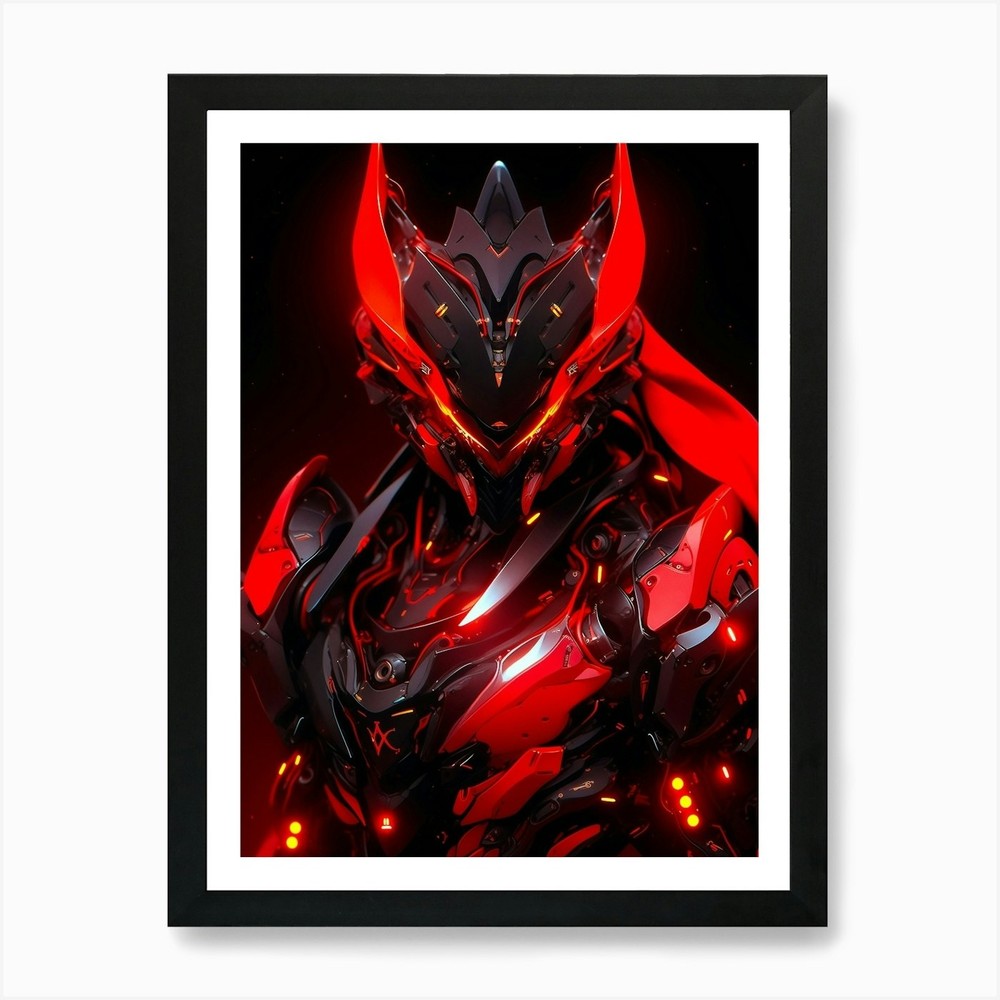 Sci-Fi Red Dragon Framed Art Print Canvas Wall Poster