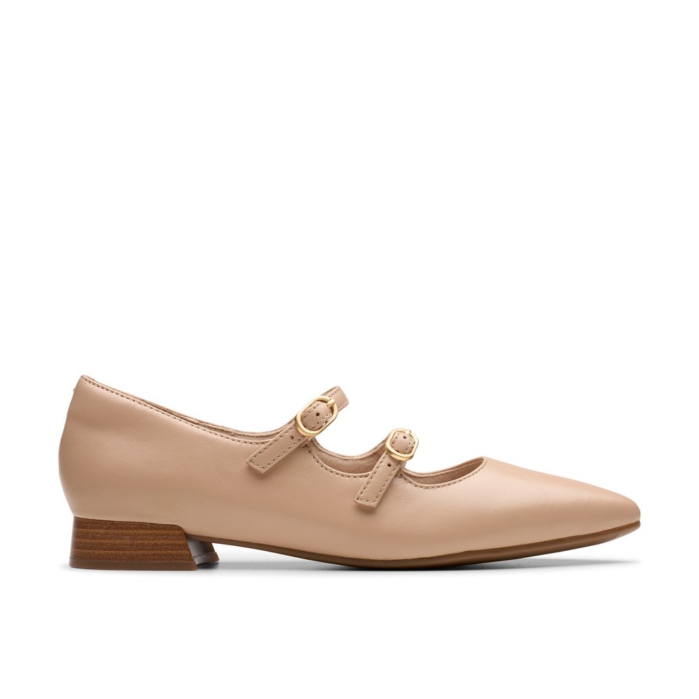Clarks Natalyn Lane 26181928 Womens Beige Leather Mary Jane Flats Shoes 9