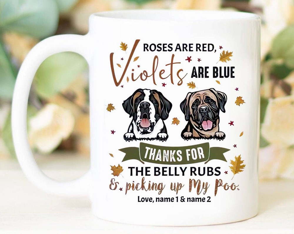 Personalized  Gift For Dog Lover Roses Are Red Violoet Are Blue Fall Mug Dog Mom