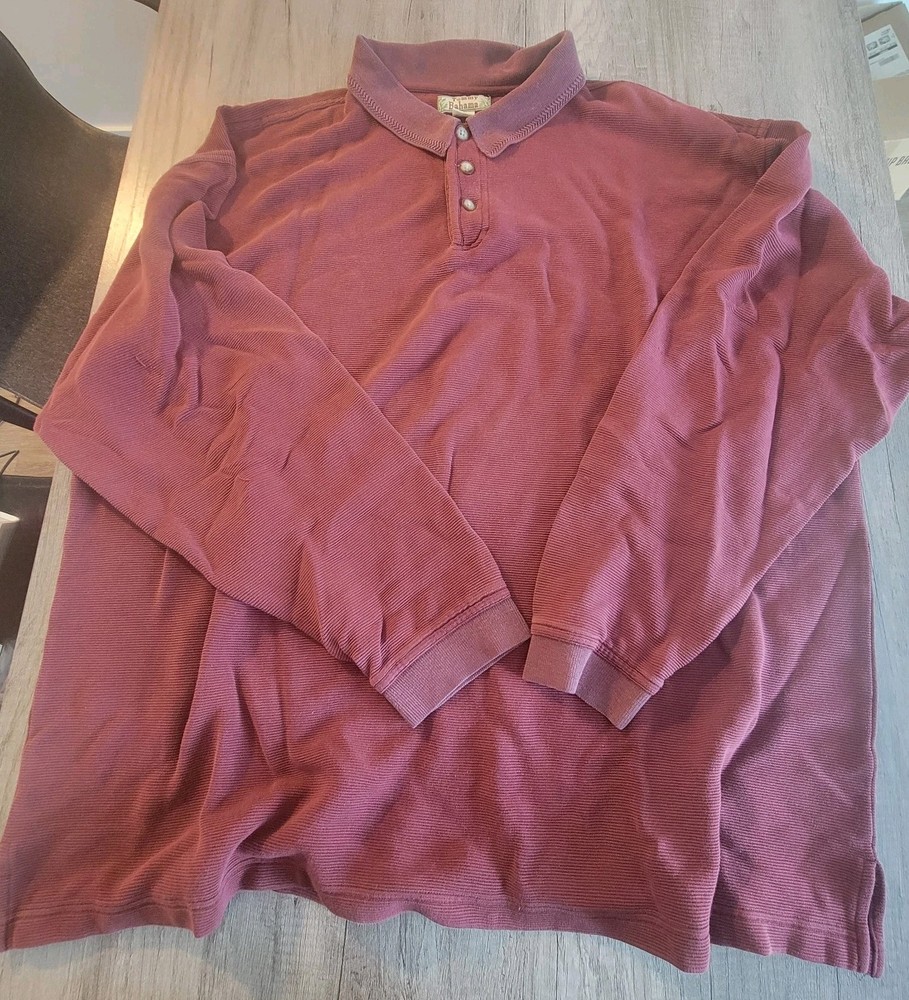 Tommy Bahama Polo Shirt Men's Red Long Sleeve Corduroy Golf Silk Preppy XXL