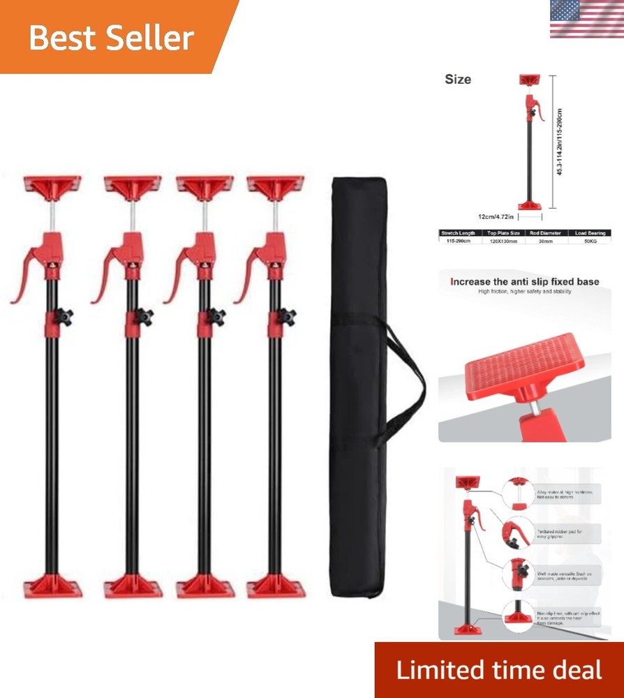 Heavy-Duty 4-Pack Adjustable Cabinet Jacks 45.3 to 114.2 Inch 3rd Hand Support