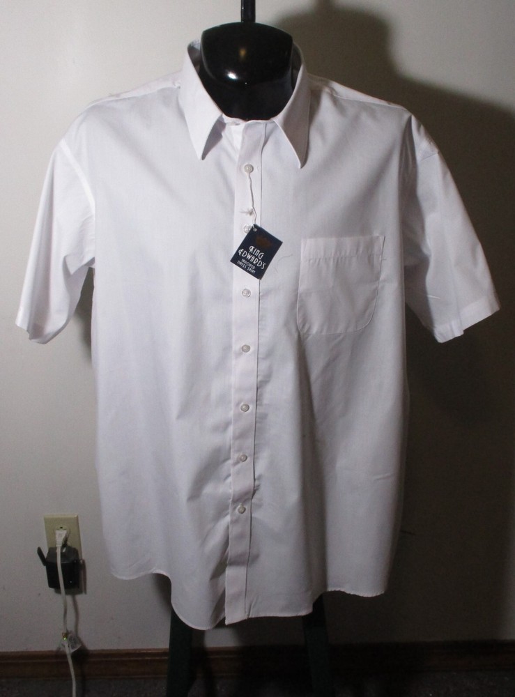 KING EDWARD White Cotton Short Sleeve Dress Shirt Size 18/18.5 NWT