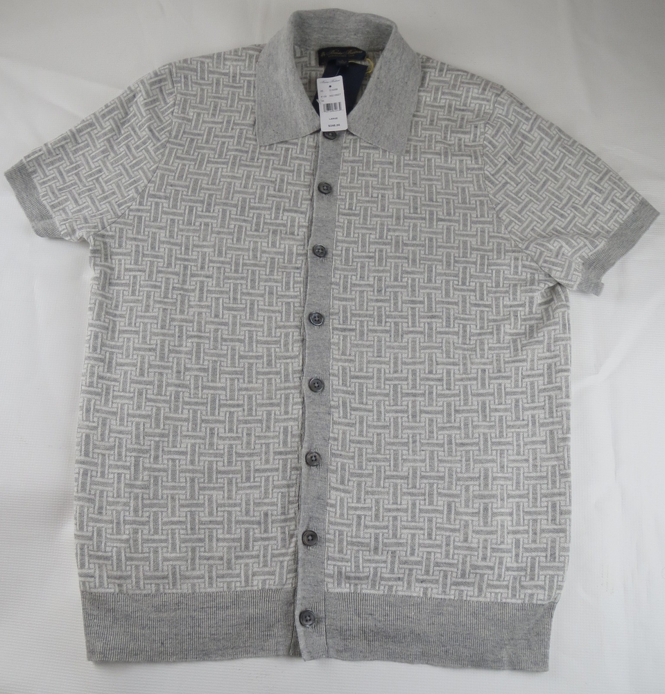 Brooks Brothers Men's Knit Cardigan Sweater Short Sleeve Button Front Large NWT