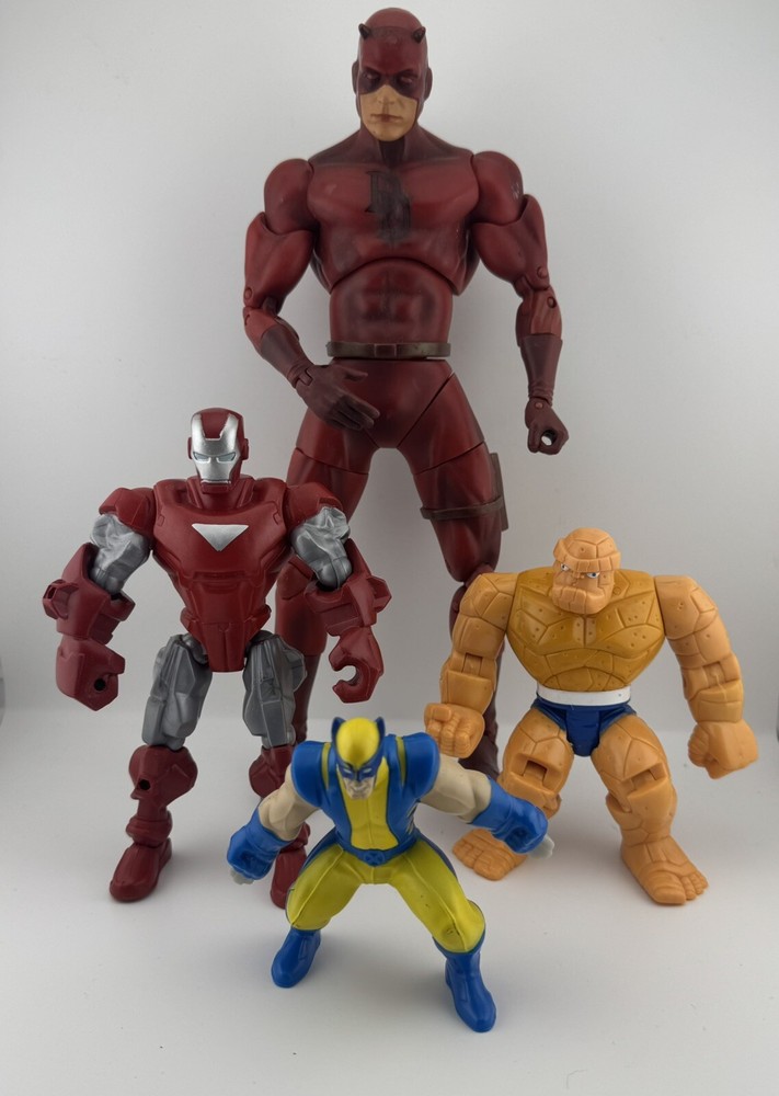 LOT of 4 Marvel Figurines - Ironman, Wolverine, Thing And Dare Devil