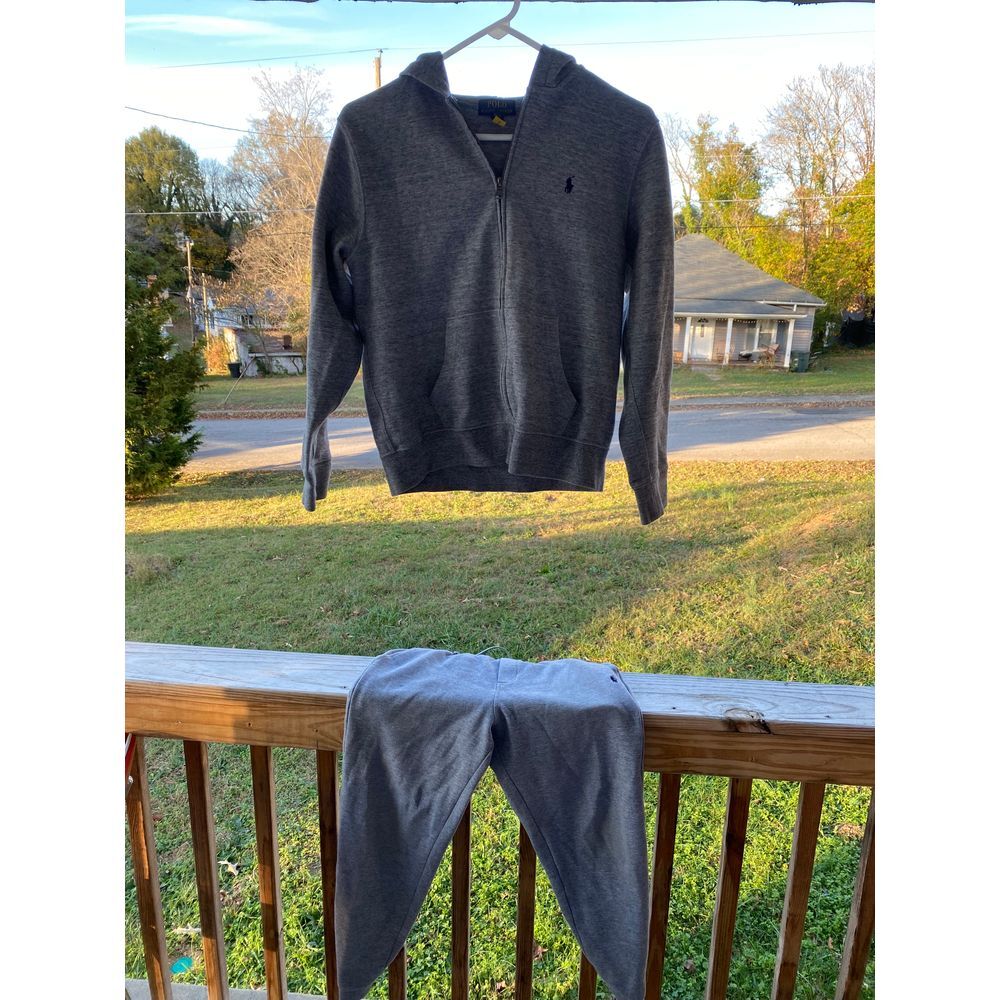 Polo Ralph Lauren Kids Sweat Suits Top Hoodie Bottom Set 14/16 Large Grey Gray