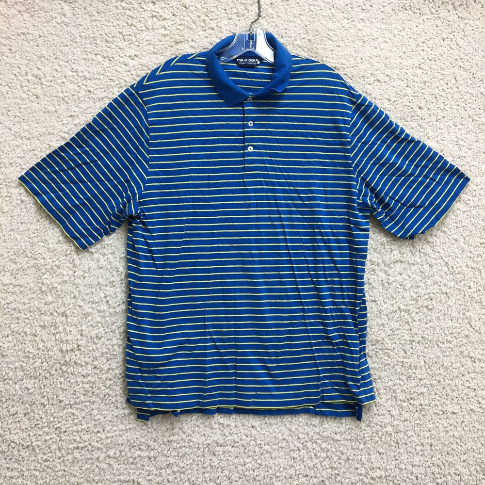 Polo Golf Ralph Lauren Shirt Extra Large Adult Blue Striped Pima Cotton Mens XL