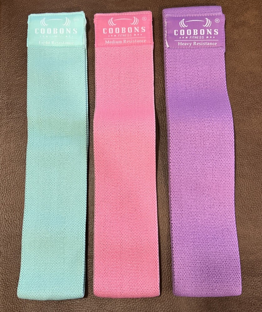 New Fabric Cloth Resistance Body 3 Bands Loop Set Exercise Workout Gym Fitness