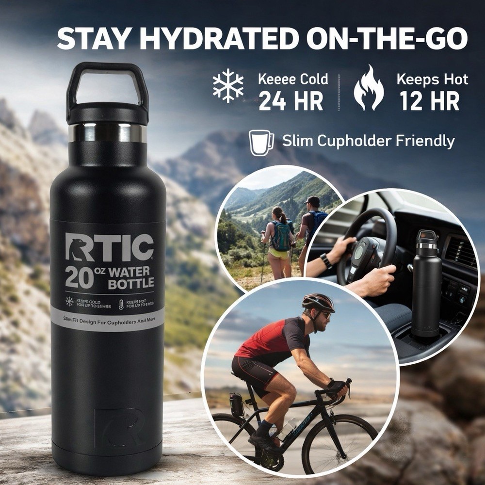 RTIC Black Water Bottle 20 Oz
