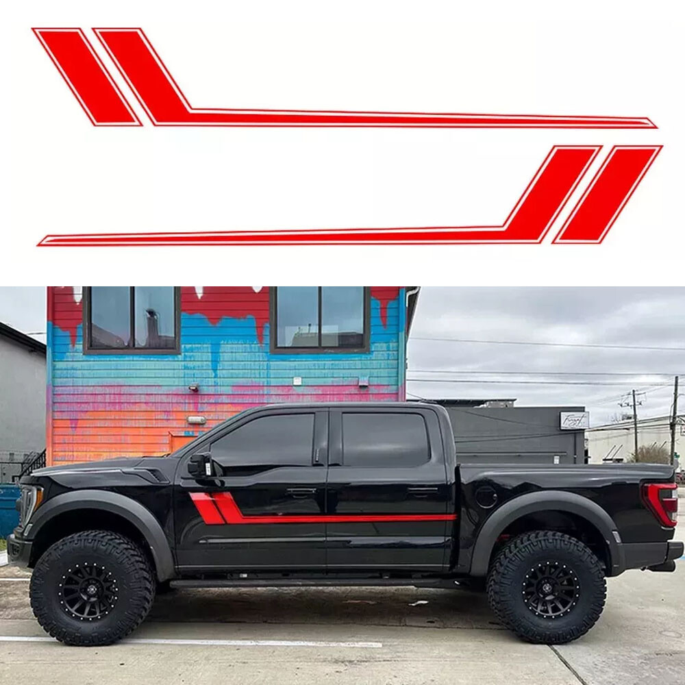 Gloss Red Side Door Fender Truck Hockey Stripe Sticker For Ford F150 F250 F350