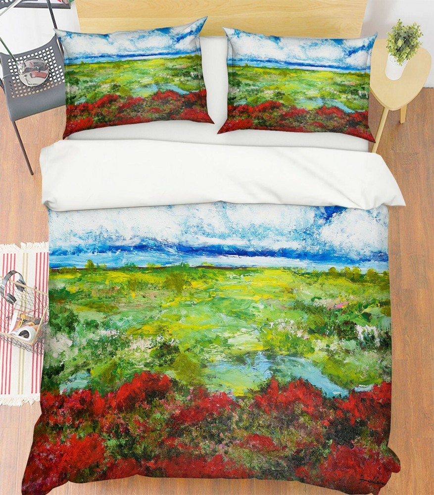 3D Red Flower Lawn A187 Bed Pillowcases Quilt Duvet Cover Allan P Zoe