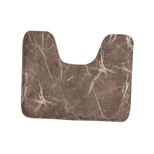 Shaggy Brown Marble Bath Mat for Potty Training Non-Slip Contour Rug