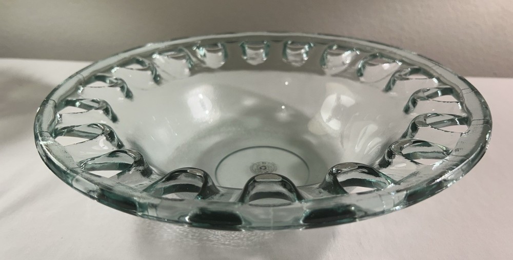 Openwork Recycled Art Glass Bowl with Reticulated Rim by Couronne Co - Handmade in Spain