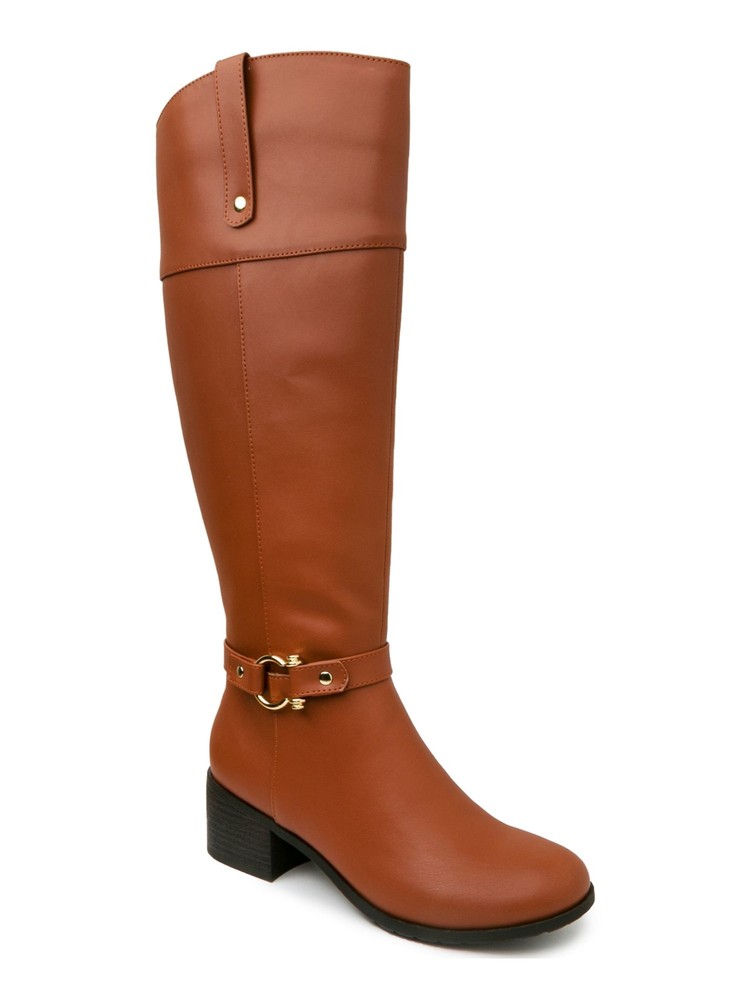 KAREN SCOTT Womens Beige Cushioned Wide Calf Vickyy Zip-Up Riding Boot 6 W