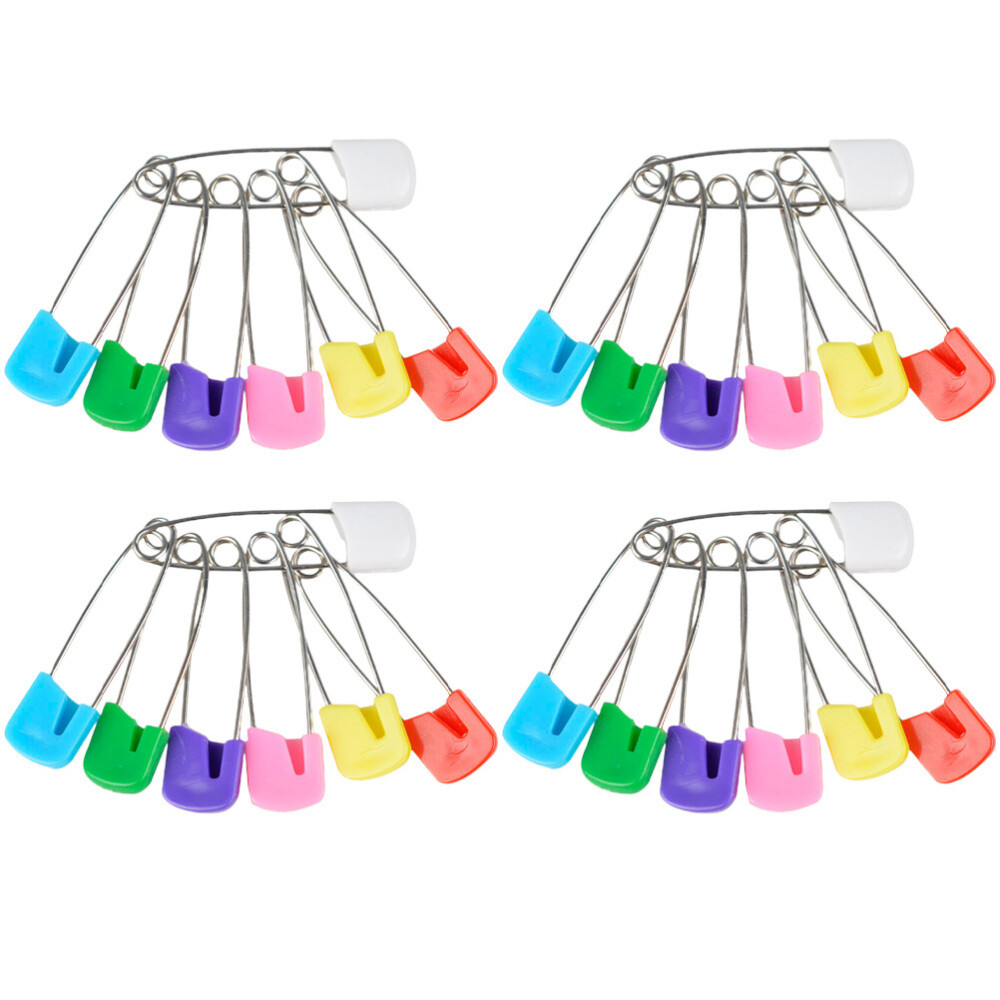 50PCS Safety Pins Baby Diaper Pin Nappy Pin Bibs Pins Plastic Head Clothing Pins