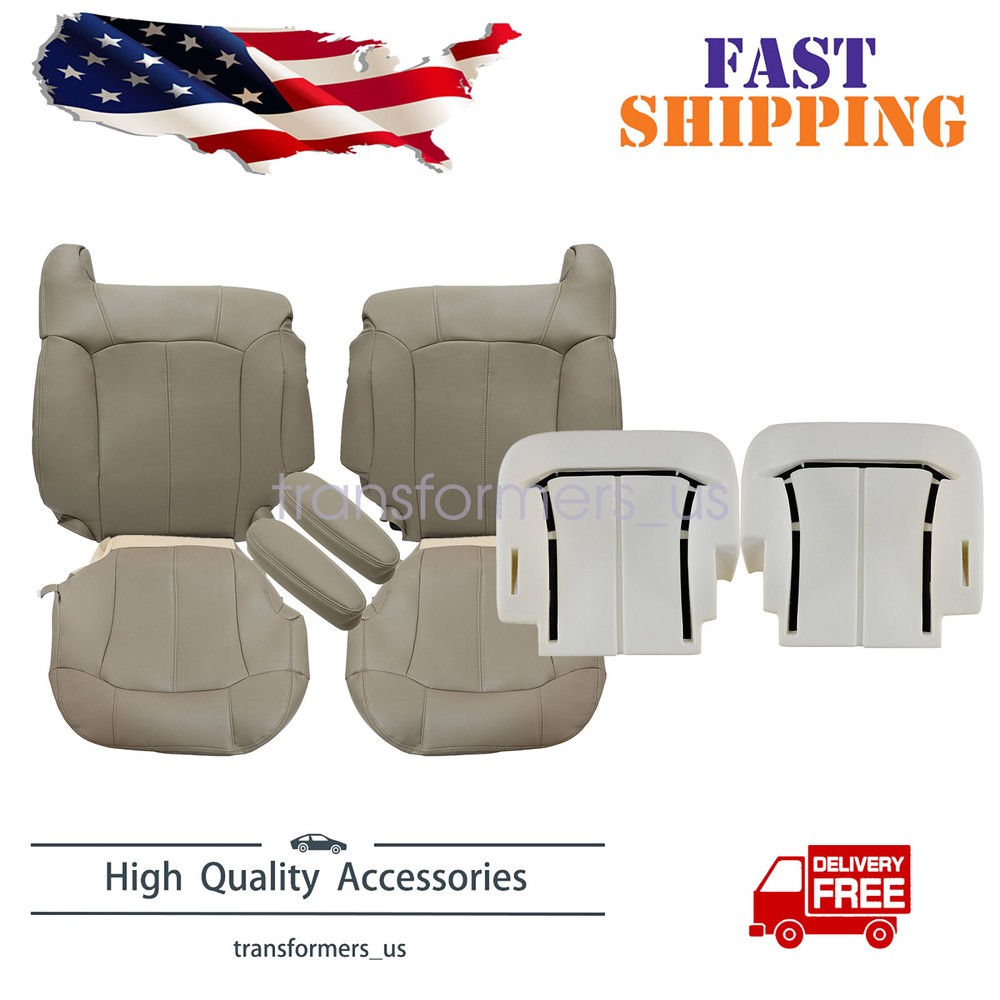 1999-2002 Chevy Silverado GMC Sierra Front Leather Seat Cover with Foam Cushion