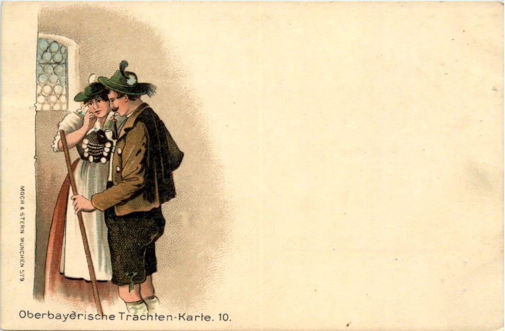 Upper Bavarian costume card-litho-artist postcard Eugen Felle -606050