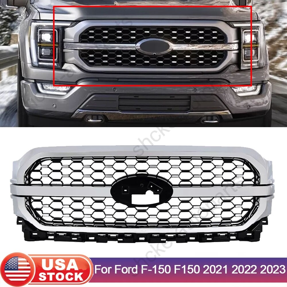 For 2021 2022 2023 Ford F-150 Front Upper Bumper Grille Honeycomb Replacement