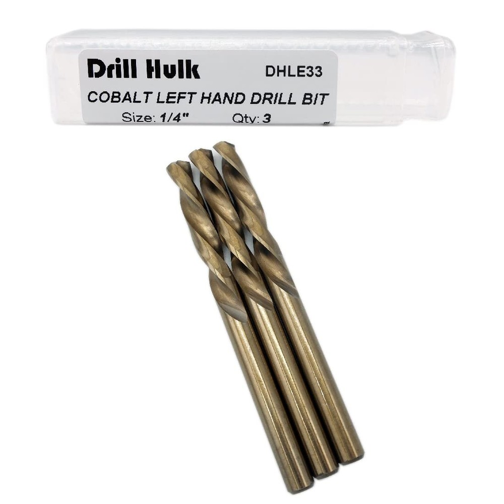 1/4-inch Cobalt Steel M35 Left Hand Drill Bit for Removing Damaged Bolts and Scr