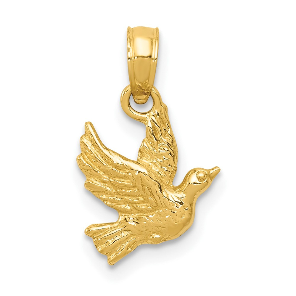 10k Yellow Gold Flying Dove Charm Pendant 0.61gm 17x10mm