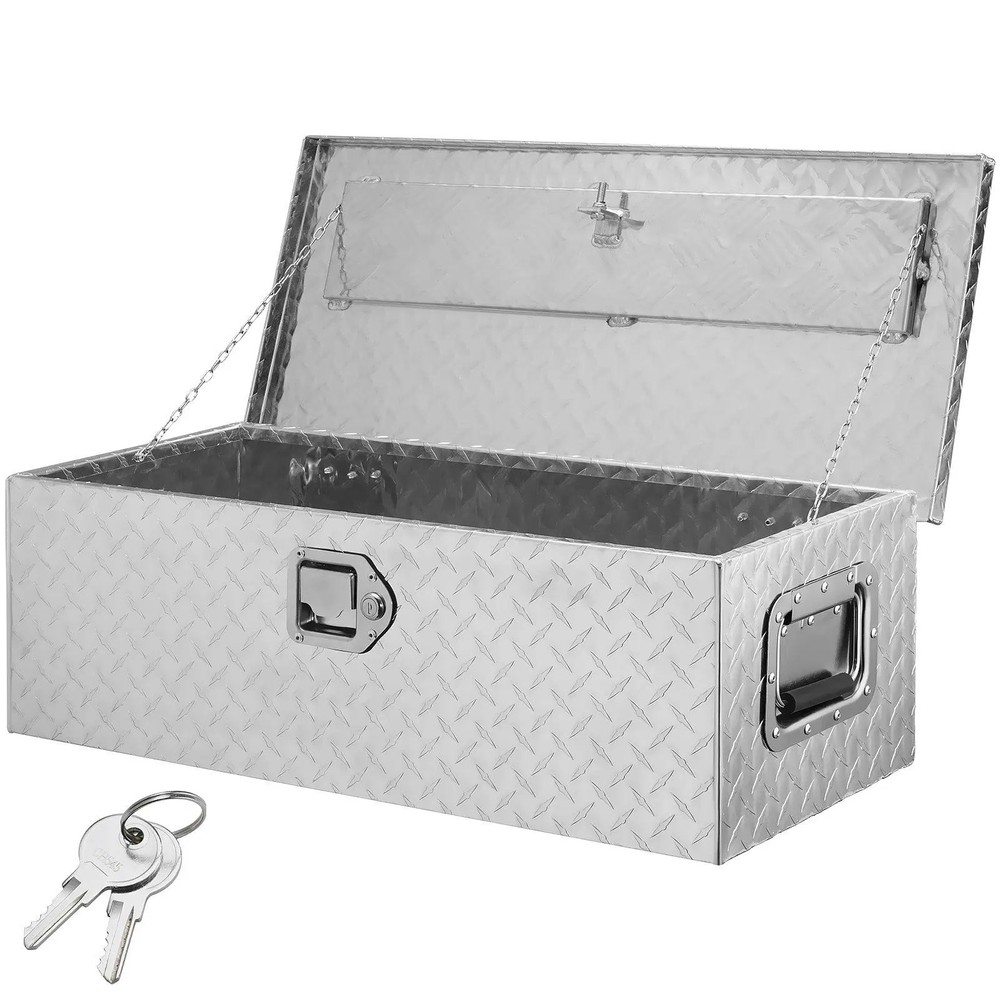 Heavy Duty Aluminum Truck Bed Tool Box, Diamond Plate Tool Box with Side Handle