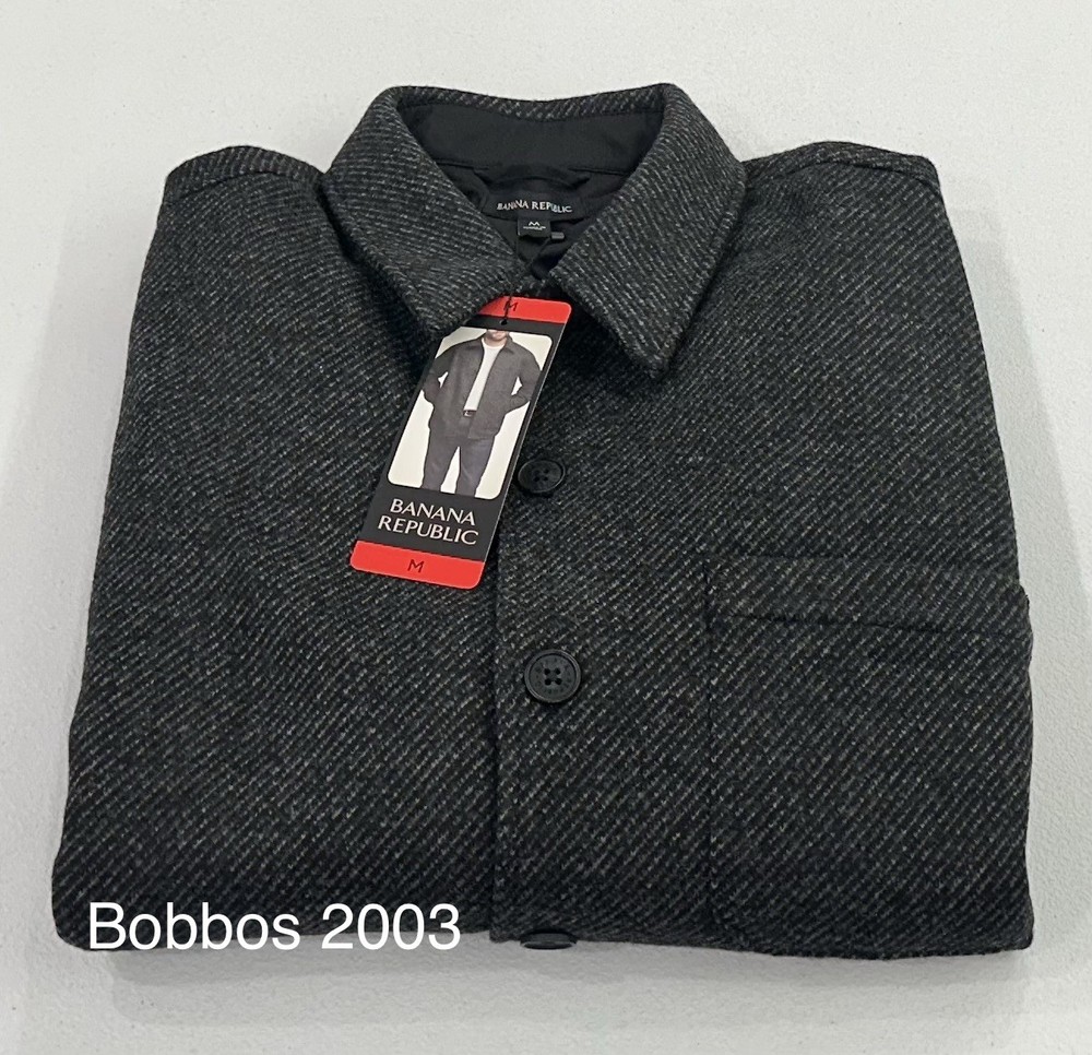 Banana Republic Men's Regular Fit Lined Warm Cozy Shirt Jacket, Black, Size M